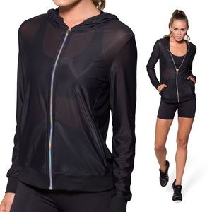 Blackmilk Sheer Hoodie Holographic Zip Jacket